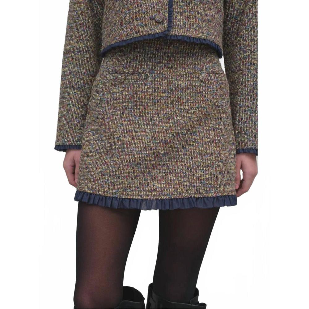 NEW RAISONNEL tweed mini skirt with organza in multi
